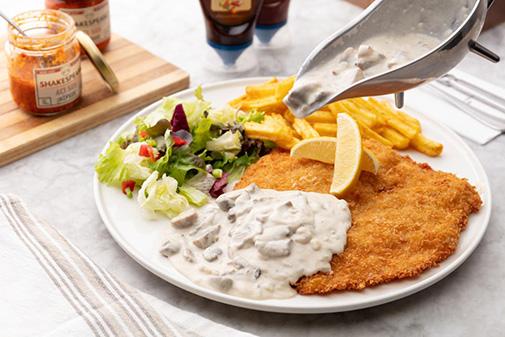 Chicken Schnitzel with Mushroom Sauce